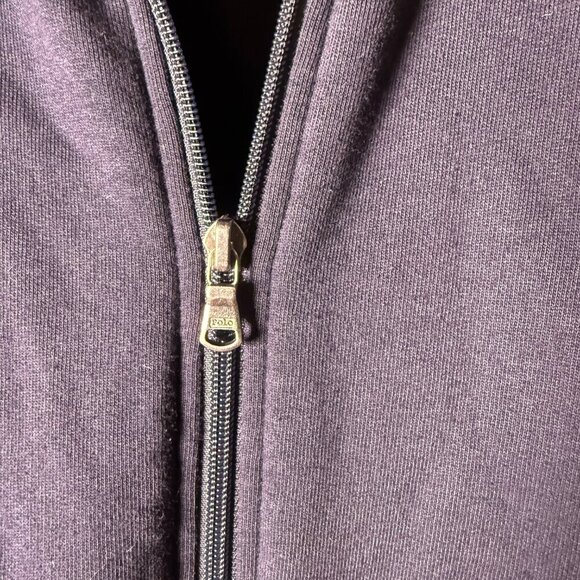 VTG Polo Ralph Lauren Men's Navy w/ Red Stripe Fleece Full Zip Up Sz Large - Picture 6 of 7